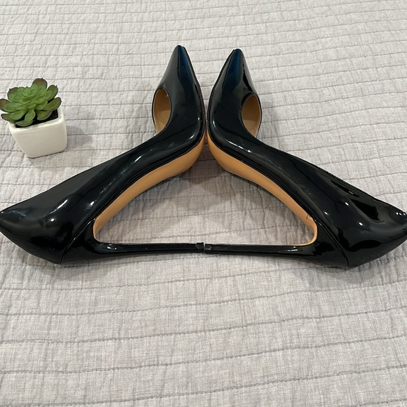 NWOT FSJ Black Patent Leather High Heels Office Pointed Toe Pumps Shoes Sz 8.5 - Picture 5 of 10